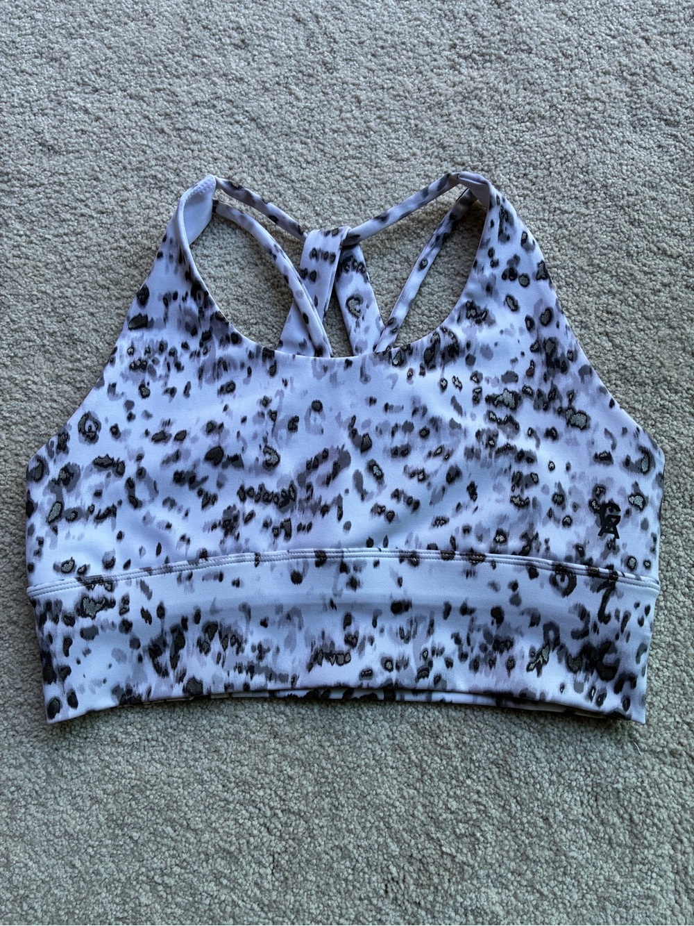 Good American Women’s Leopard Print High-Neck Sports Bra - Gray